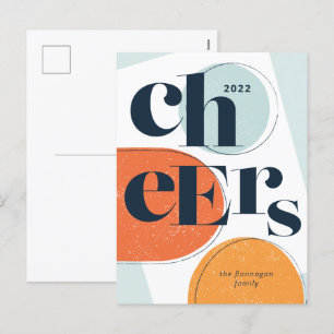 New Year Cheers Modern 2022 Shapes Holiday Postcar Postcard