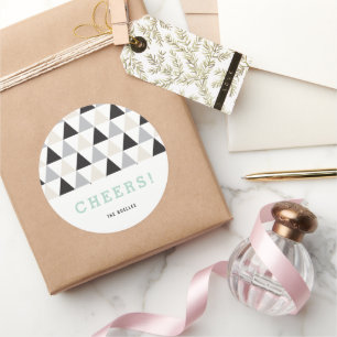 New Year Cheers Neutral Mod Geometric Holiday Classic Round Sticker