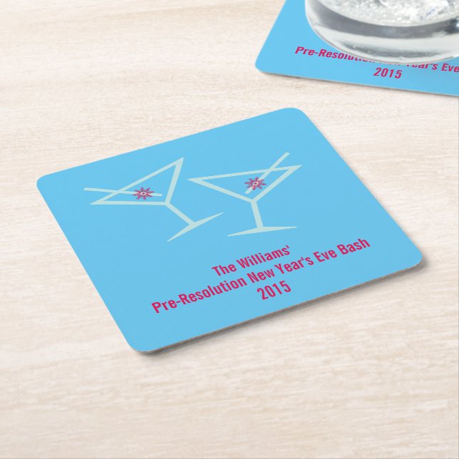 New Year Cheers (Personalised) Square Paper Coaster (Angled)