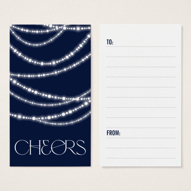 New Year Cheers Sparkling Lights Stylish Gift Tag (Front & Back)