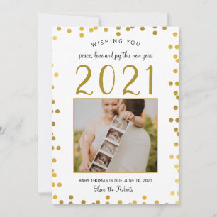 new year/Christmas baby announcement gold