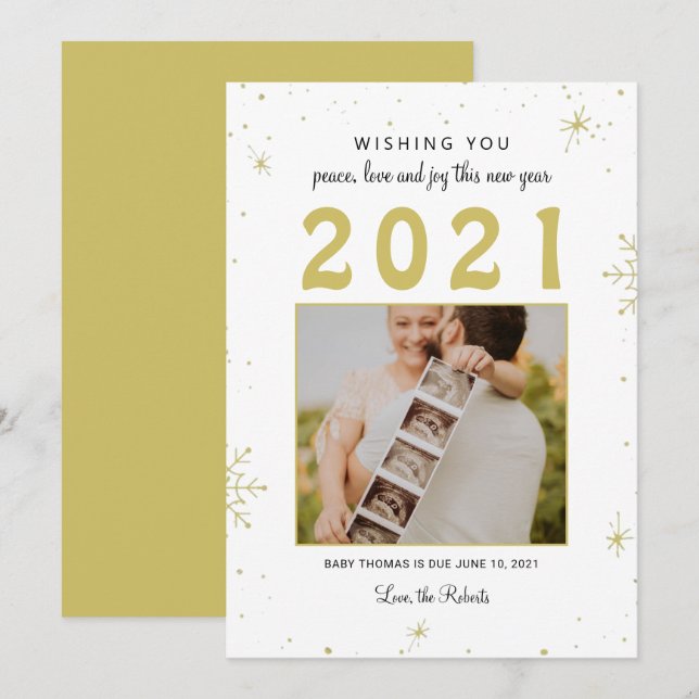 new year/Christmas baby announcement snowflake fun (Front/Back)