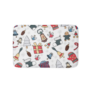 New Year: Christmas Holiday Pattern. Bath Mat