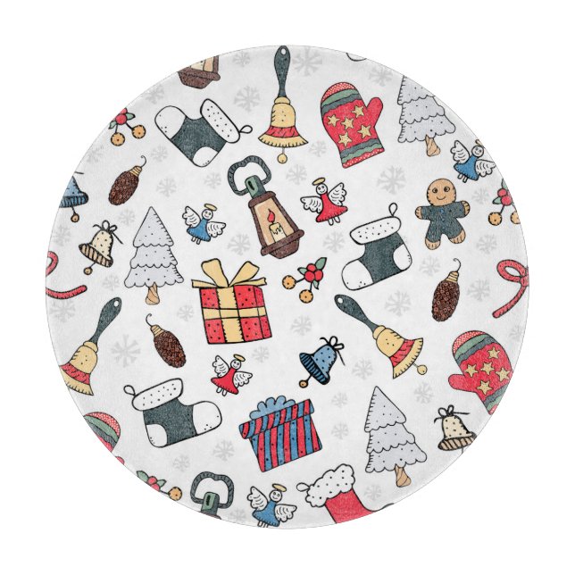 New Year: Christmas Holiday Pattern. Cutting Board (Front)