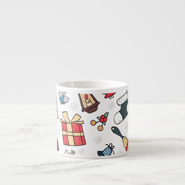 New Year: Christmas Holiday Pattern. Espresso Cup (Front)