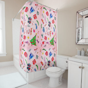 New Year Christmas Sketch Gifts Shower Curtain