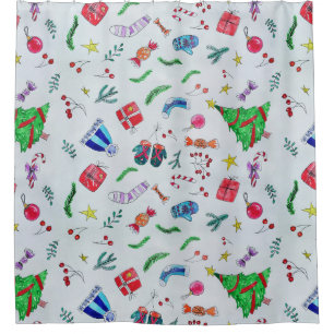 New year christmas winter shower curtain