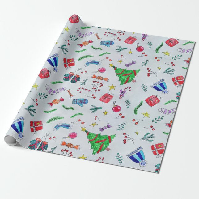 New year christmas winter wrapping paper (Unrolled)