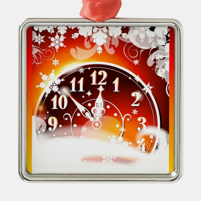 New Year Clock Metal Ornament (Front)