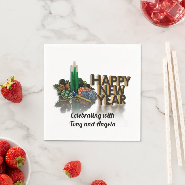 New Year cocktail napkins personalised (Insitu)