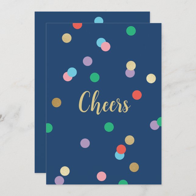 New Year Confetti Midnight Blue Greeting Card (Front/Back)