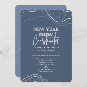 New Year Coordinates Blue Moving Announcement