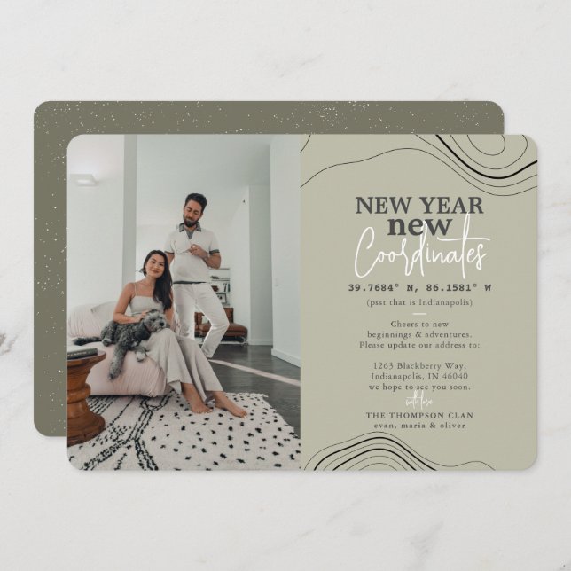 New Year Coordinates Pic Green Moving Announcement (Front/Back)