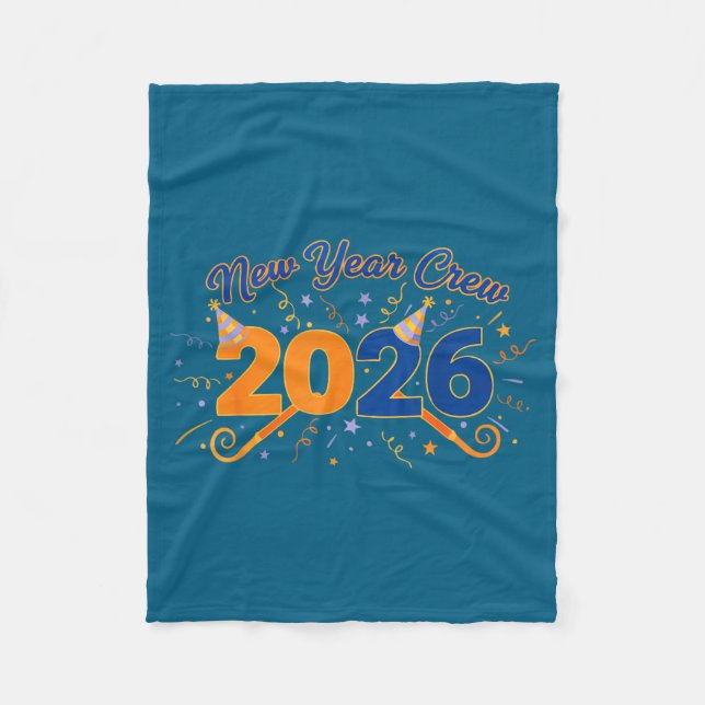 New Year Crew 2026 Fireworks Celebration  Fleece Blanket (Front)