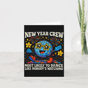 New Year Crew Most Likely To Dance Retro Party  Card
