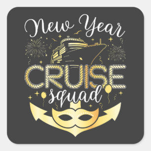 New Year Cruise Squad Square Sticker