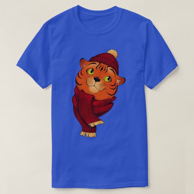 New year cute tiger in a scarf T-Shirt (Design Front)