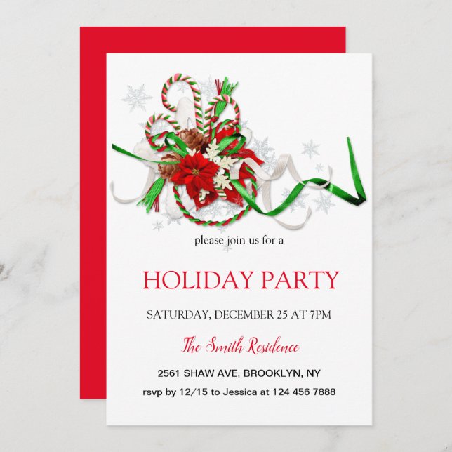 New Year decoration loli pop, Christmas star Invitation (Front/Back)