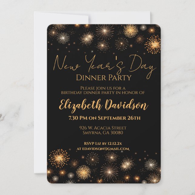 New Year Dinner Party Birthday Invitation (Front)