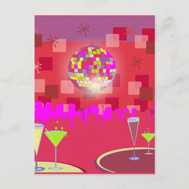 New Year Disco Holiday Postcard (Front)