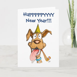New Year: Dog (Boom Boom) Holiday Card