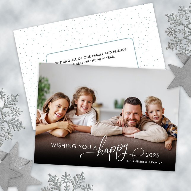 New Year Elegant Script Photo Holiday Card (Creator Uploaded)