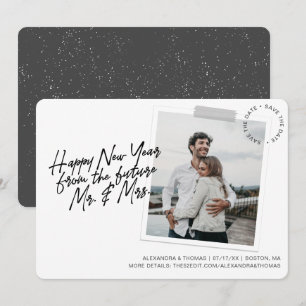 New Year Engagement Save The Date Photo Holiday Card