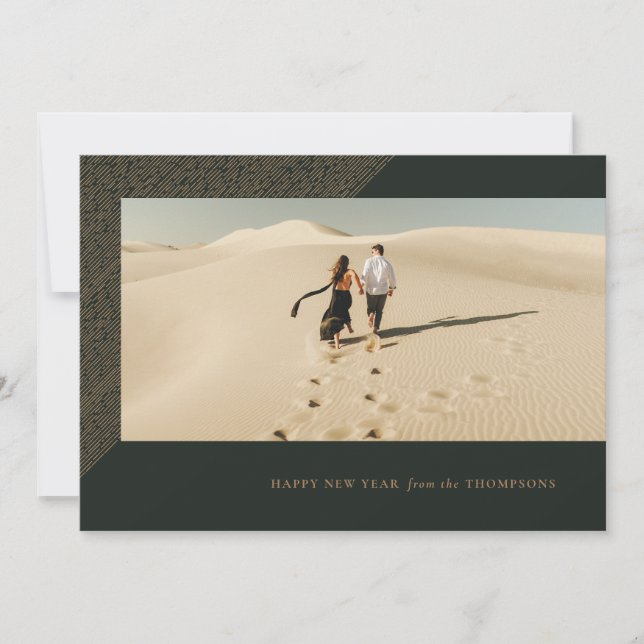 New Year Etched Frame Horizontal Photo Card (Front)