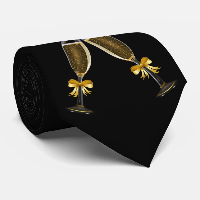 New Year Eve Celebrate Champagne Party Tie (Rolled)