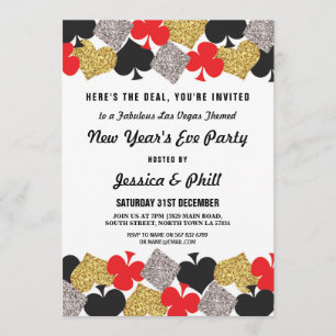 New Year Eve Party Las Vegas Casino Glitter Invite