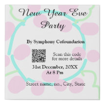 New year eve party scan QR RSVP name pink blue 