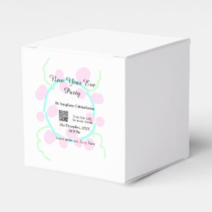New year eve party scan QR RSVP name pink blue  Favour Box