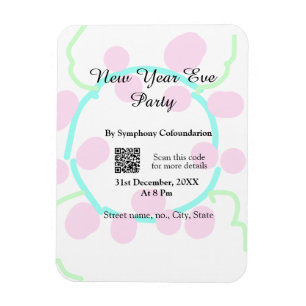 New year eve party scan QR RSVP name pink blue Magnet