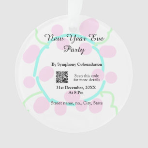 New year eve party scan QR RSVP name pink blue Ornament