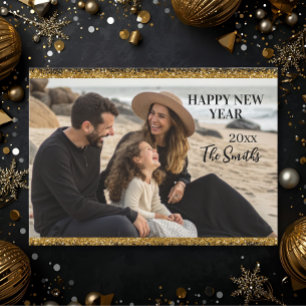 New year Family Photo elegant typography modern Holiday Card
