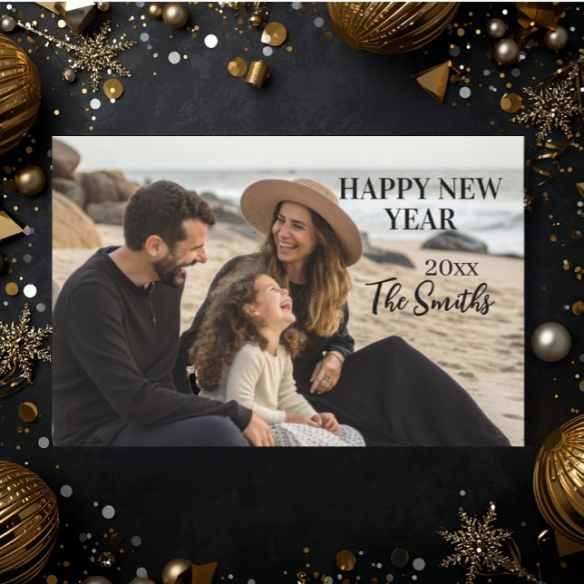 New year Family Photo elegant  typography modern  Holiday Card (Creator Uploaded)