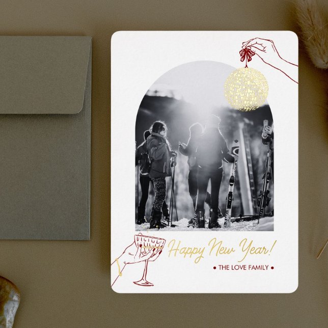 New year family photograph  foil holiday card (Creator Uploaded)
