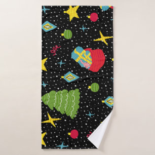 New Year Festive: Colourful Seamless. Bath Towel