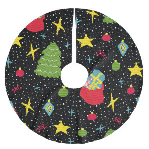 New Year Festive: Colourful Seamless. Brushed Polyester Tree Skirt