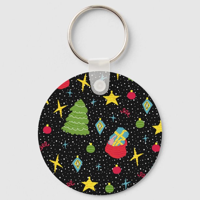 New Year Festive: Colourful Seamless. Key Ring (Front)