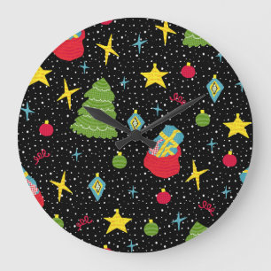 New Year Festive: Colourful Seamless. Large Clock