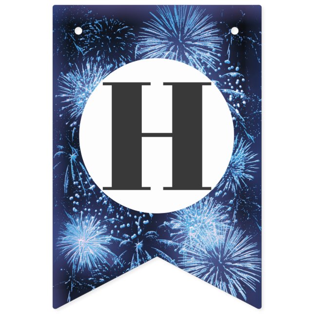New Year fireworks blue black festive party Bunting (Second Flag)