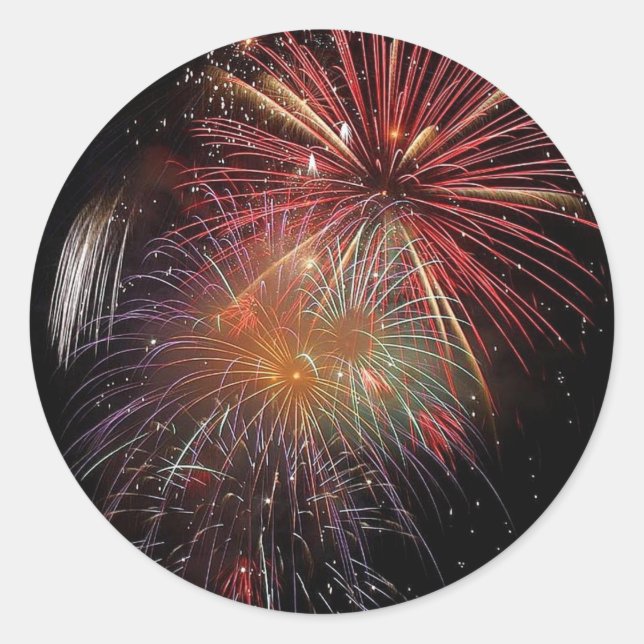 New Year Fireworks Sparkles Square Sticker (Front)