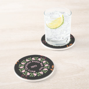 New Year Floral Sandstone Coaster
