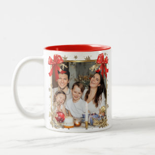 NEW YEAR Frame with Gold Pine  Photo Family 2026 Two-Tone Coffee Mug
