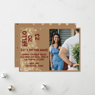 New Year Gold Modern Custom Photo Holiday Card