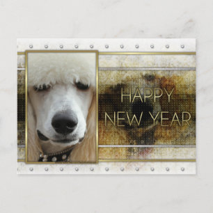 New Year - Golden Elegance - Poodle Apricot Holiday Postcard