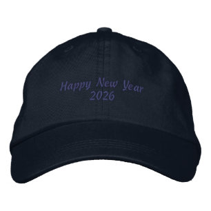 New Year Hair Accessories-Hat Elegant Look Navy  Embroidered Hat