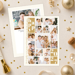 New Year Happy 2027 14 Photo Collage Holiday Card