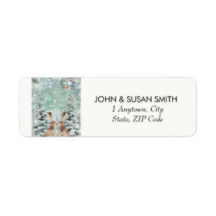 New Year holiday return address labels hare